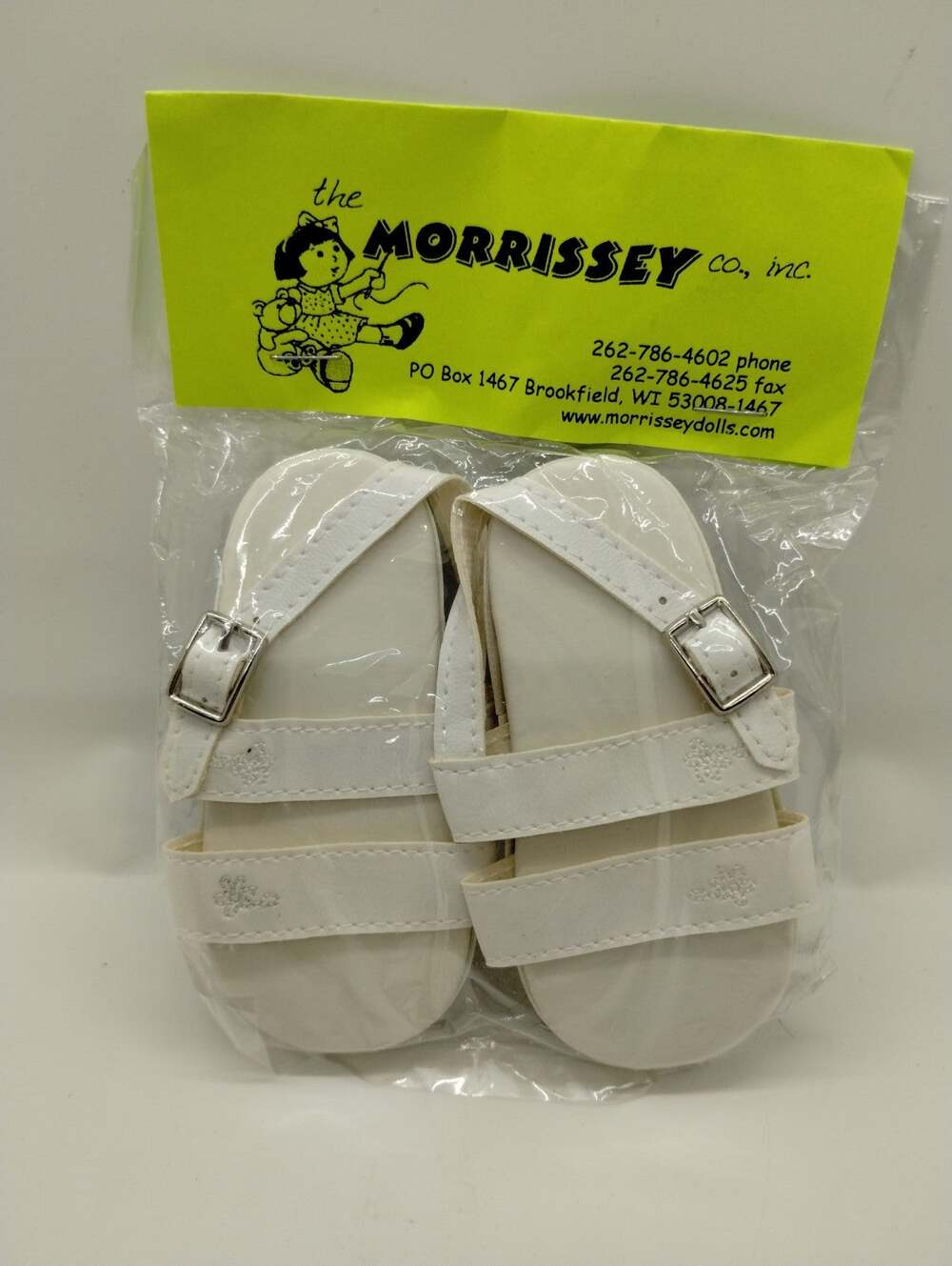 Morrissey Dolls 4" Long Shoes - Fits 23" My Twinn - White - Buckle Closure - NOS
